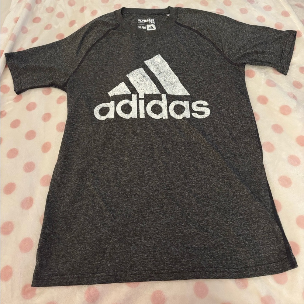 adidas Heather Charcoal Short Sleeve Logo Tee